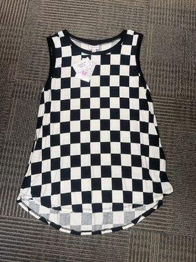 NWT LuLaRoe Cocoa Black White Checker Tank Race Day Sz M
